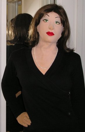 Kerry in her Sheila mask/torso
